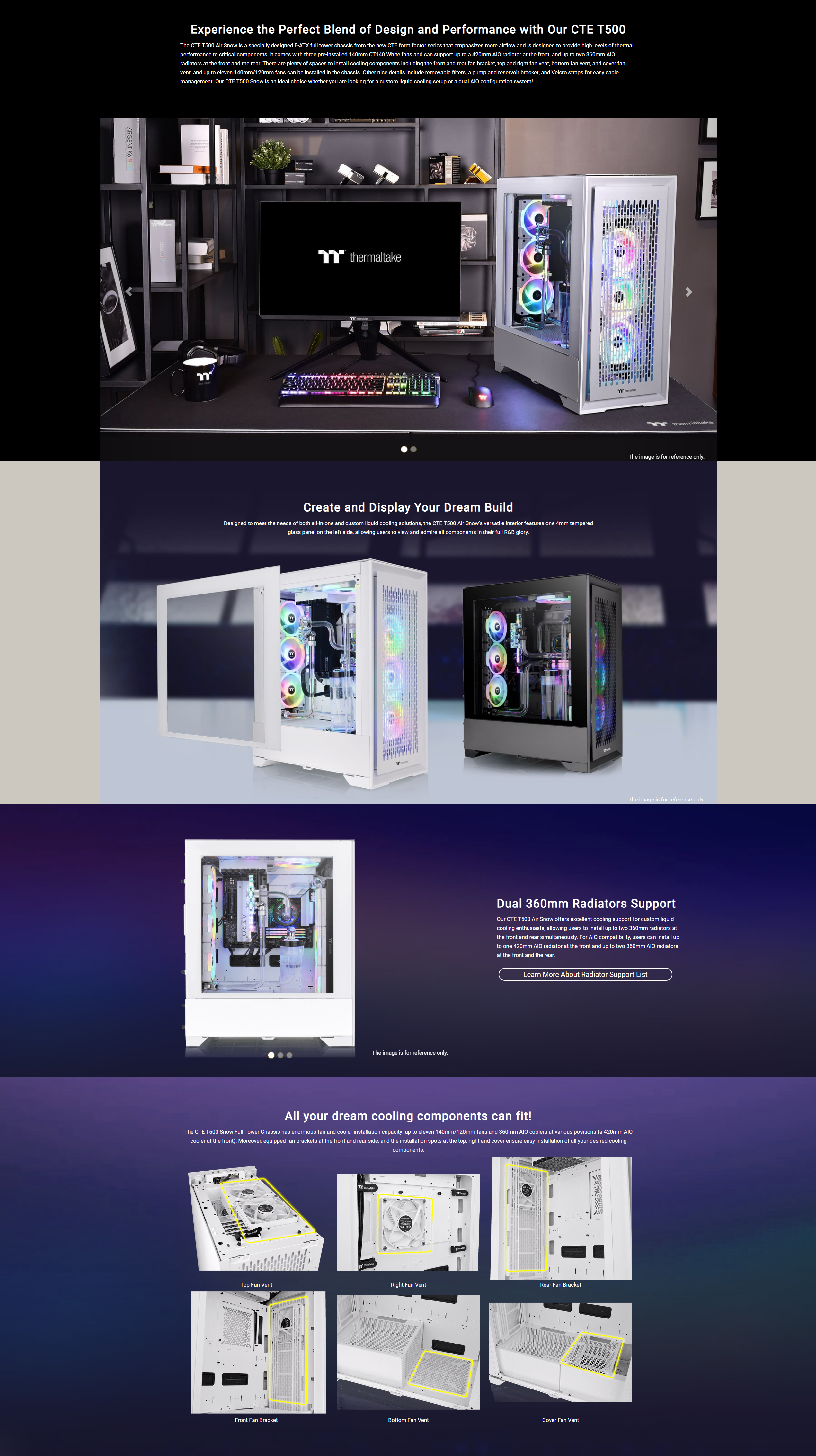 A large marketing image providing additional information about the product Thermaltake CTE T500 Air - Full Tower Case (Snow) - Additional alt info not provided